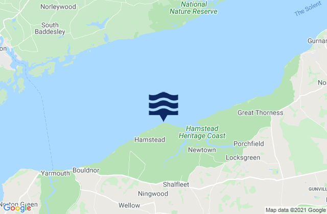 Mapa de mareas Hamstead Point Beach, United Kingdom