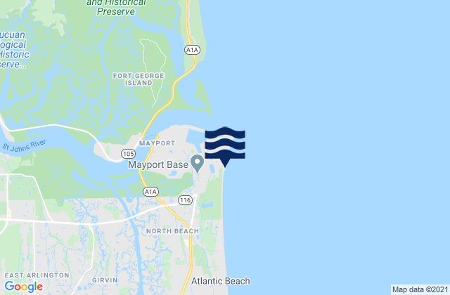 Mapa de mareas Hanna Park/Mayport Poles, United States