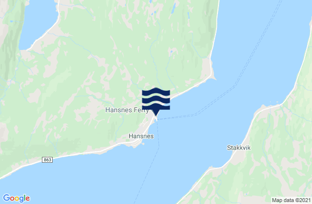 Mapa de mareas Hansnes, Norway