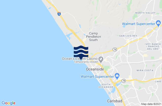 Mapa de mareas Harbor Beach California, United States