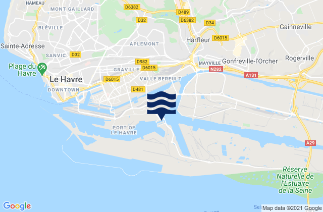 Mapa de mareas Harfleur, France