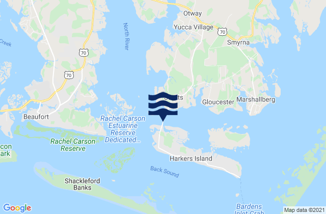 Mapa de mareas Harkers Island Bridge, United States