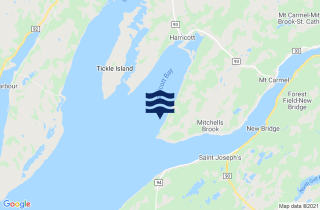Mapa de mareas Harricott Bay, Canada