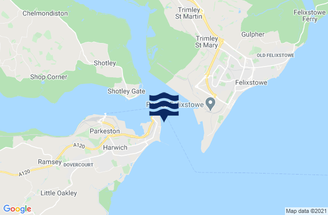 Mapa de mareas Harwich - Sailing Club Beach, United Kingdom