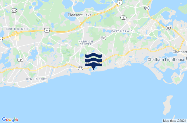 Mapa de mareas Harwich Center, United States