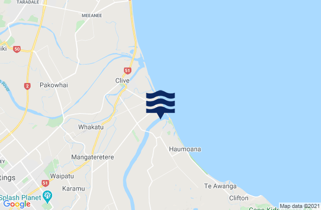 Mapa de mareas Hastings District, New Zealand