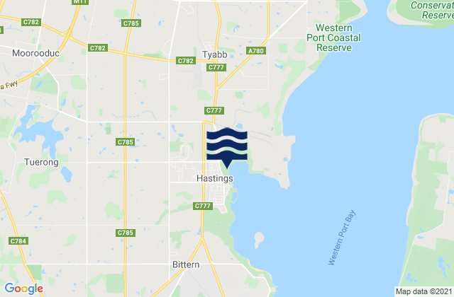 Mapa de mareas Hastings, Australia