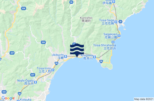 Mapa de mareas Hata-gun, Japan