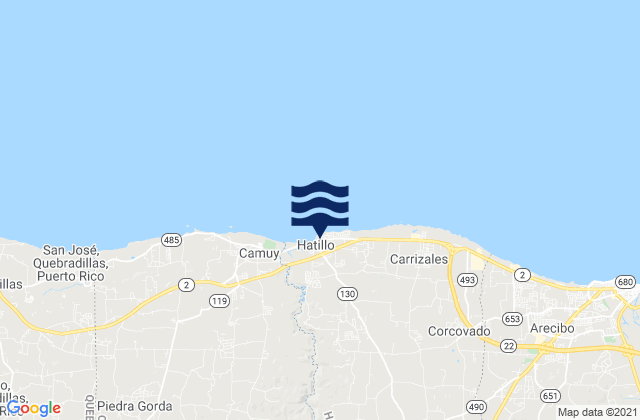 Mapa de mareas Hatillo Barrio, Puerto Rico