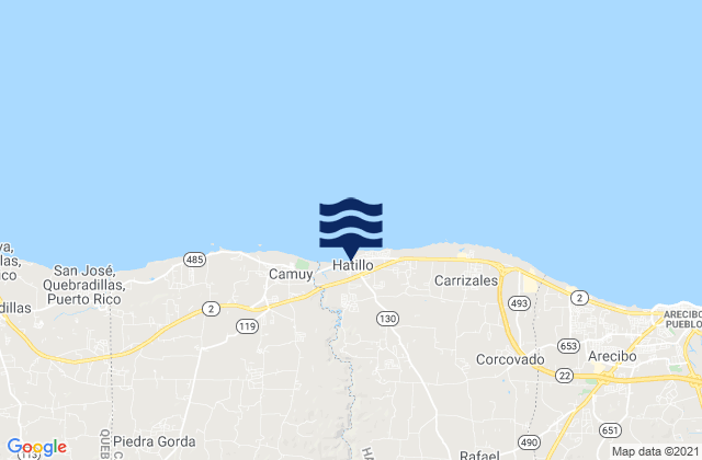 Mapa de mareas Hatillo, Puerto Rico