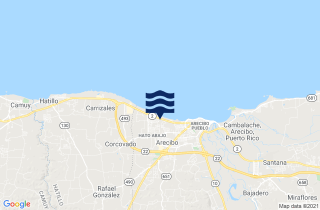 Mapa de mareas Hato Abajo Barrio, Puerto Rico
