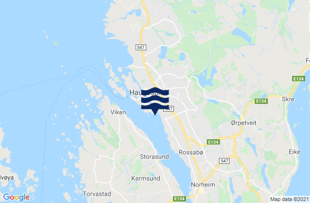 Mapa de mareas Haugesund, Norway