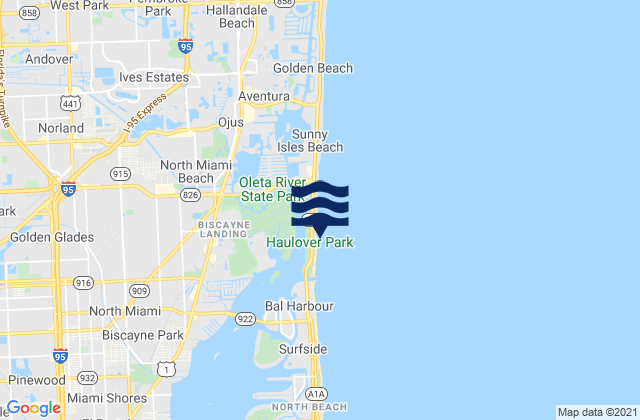 Mapa de mareas Haulover Beach, United States