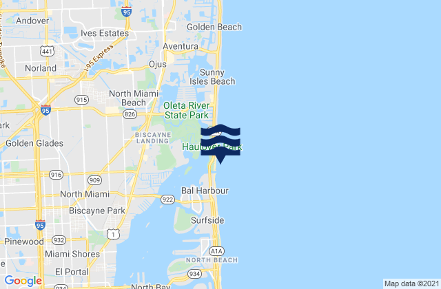 Mapa de mareas Haulover Pier (N. Miami Beach), United States