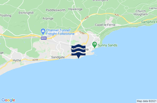 Mapa de mareas Hawkinge, United Kingdom