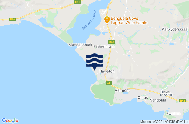 Mapa de mareas Hawston, South Africa