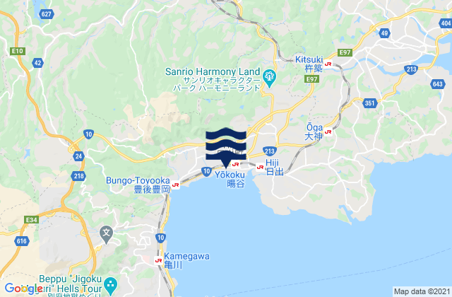 Mapa de mareas Hayami-gun, Japan