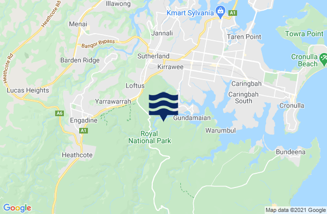 Mapa de mareas Heathcote, Australia