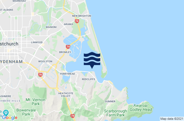 Mapa de mareas Heathcote and Avon Estuary, New Zealand