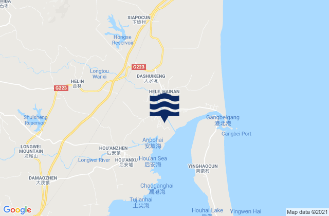 Mapa de mareas Hele, China