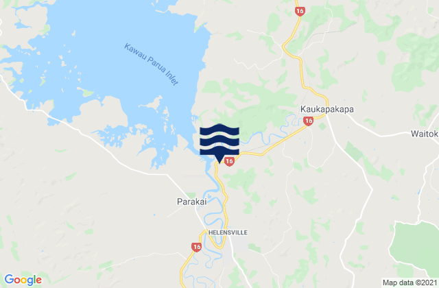 Mapa de mareas Helensville, New Zealand