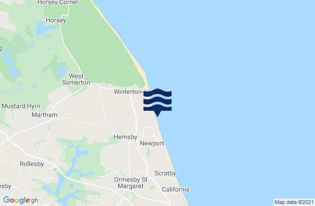 Mapa de mareas Hemsby, United Kingdom