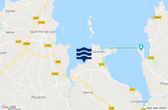 Mapa de mareas Henvic, France