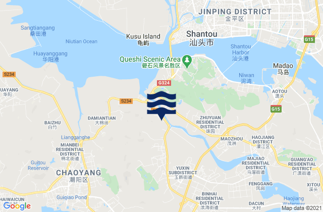 Mapa de mareas Hepu, China