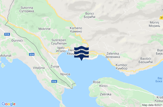 Mapa de mareas Herceg Novi, Montenegro