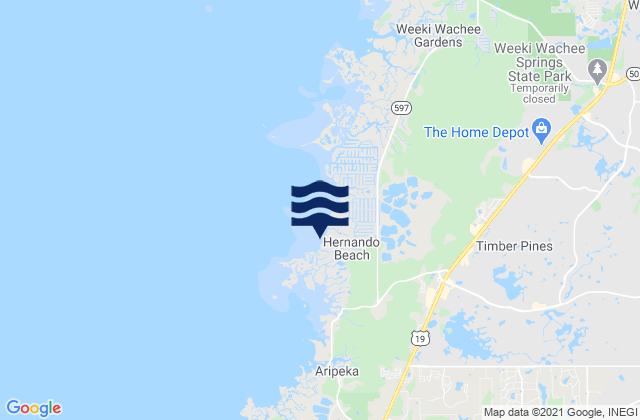 Mapa de mareas Hernando Beach, United States