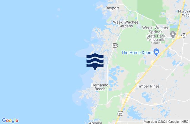 Mapa de mareas Hernando Beach Rocky Creek Little Pine I Bay, United States