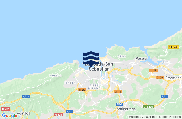 Mapa de mareas Hernani, Spain