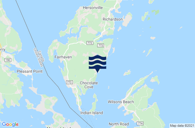 Mapa de mareas Hibernia Cove, Canada