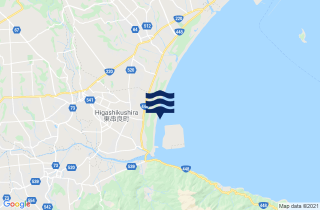 Mapa de mareas Higashikushira, Japan