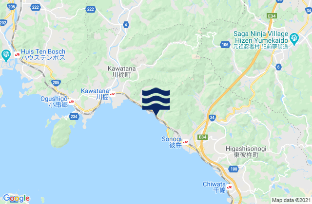 Mapa de mareas Higashisonigi-gun, Japan