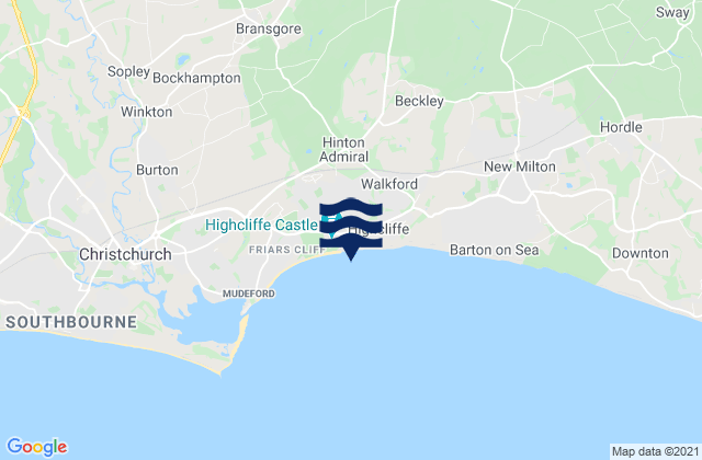 Mapa de mareas Highcliffe, United Kingdom