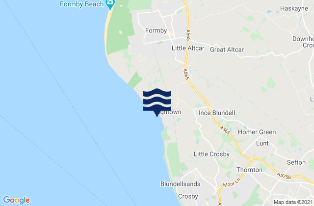 Mapa de mareas Hightown, United Kingdom