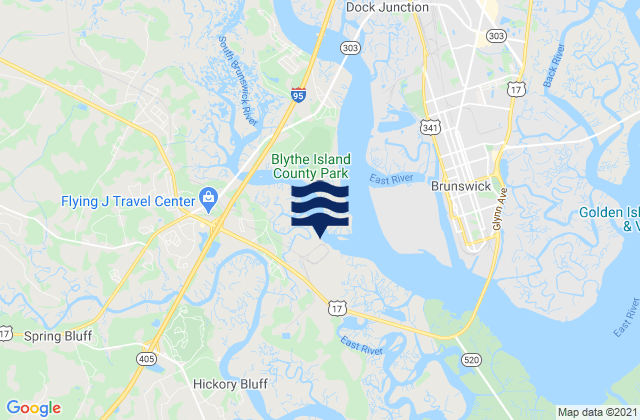 Mapa de mareas Highway Bridge South Brunswick River, United States