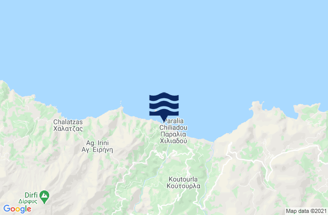 Mapa de mareas Hiliadou or Paradia Chiladou (Evia), Greece