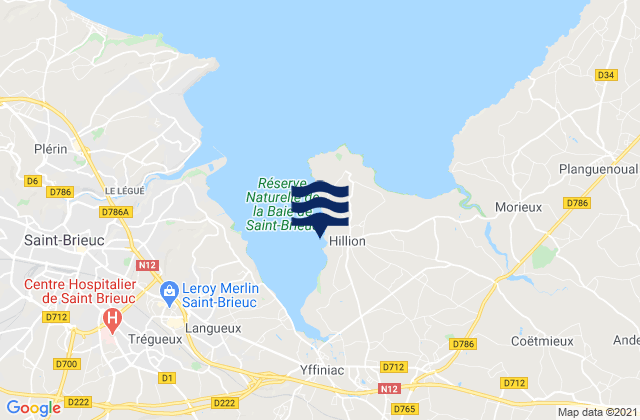 Mapa de mareas Hillion, France