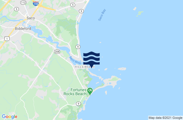 Mapa de mareas Hills Beach, United States
