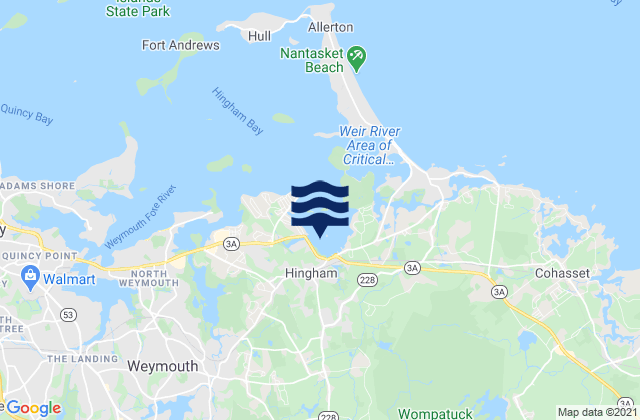 Mapa de mareas Hingham, United States