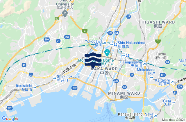 Mapa de mareas Hiroshima-shi, Japan