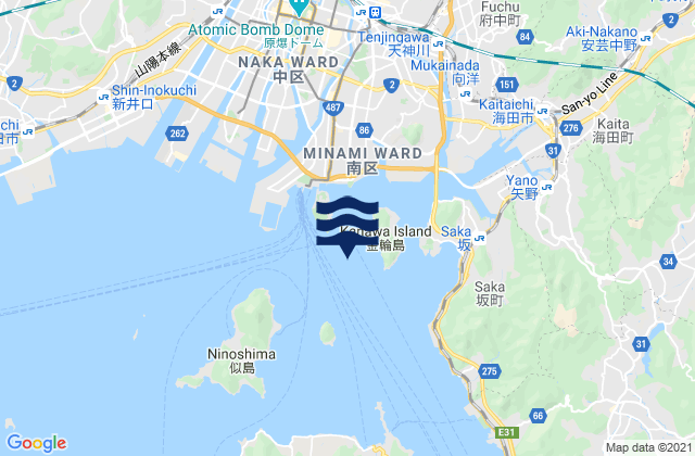 Mapa de mareas Hiroshima Kō, Japan