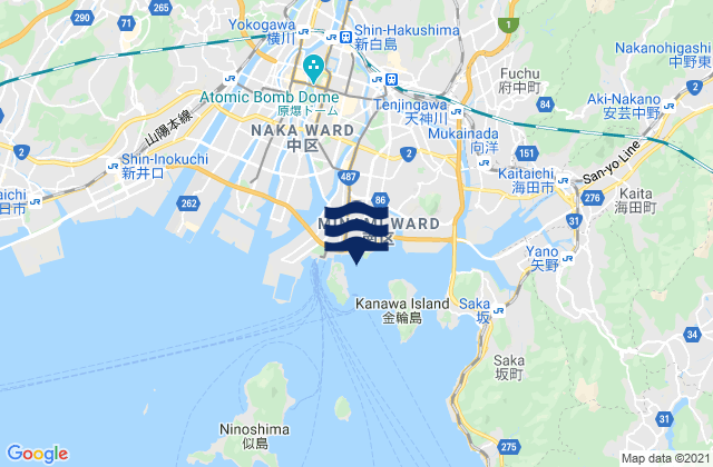 Mapa de mareas Hirosima, Japan