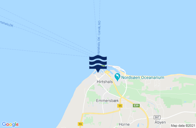 Mapa de mareas Hirtshals, Denmark