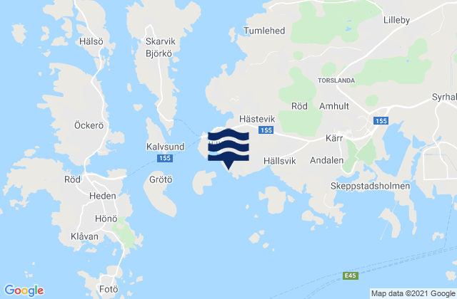 Mapa de mareas Hjuvik, Sweden