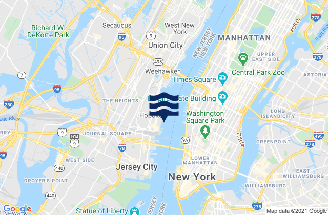 Mapa de mareas Hoboken, United States