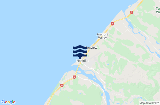 Mapa de mareas Hokitika River Bar, New Zealand