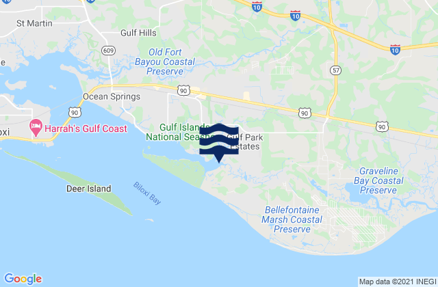 Mapa de mareas Hollingsworth Point (Davis Bayou), United States
